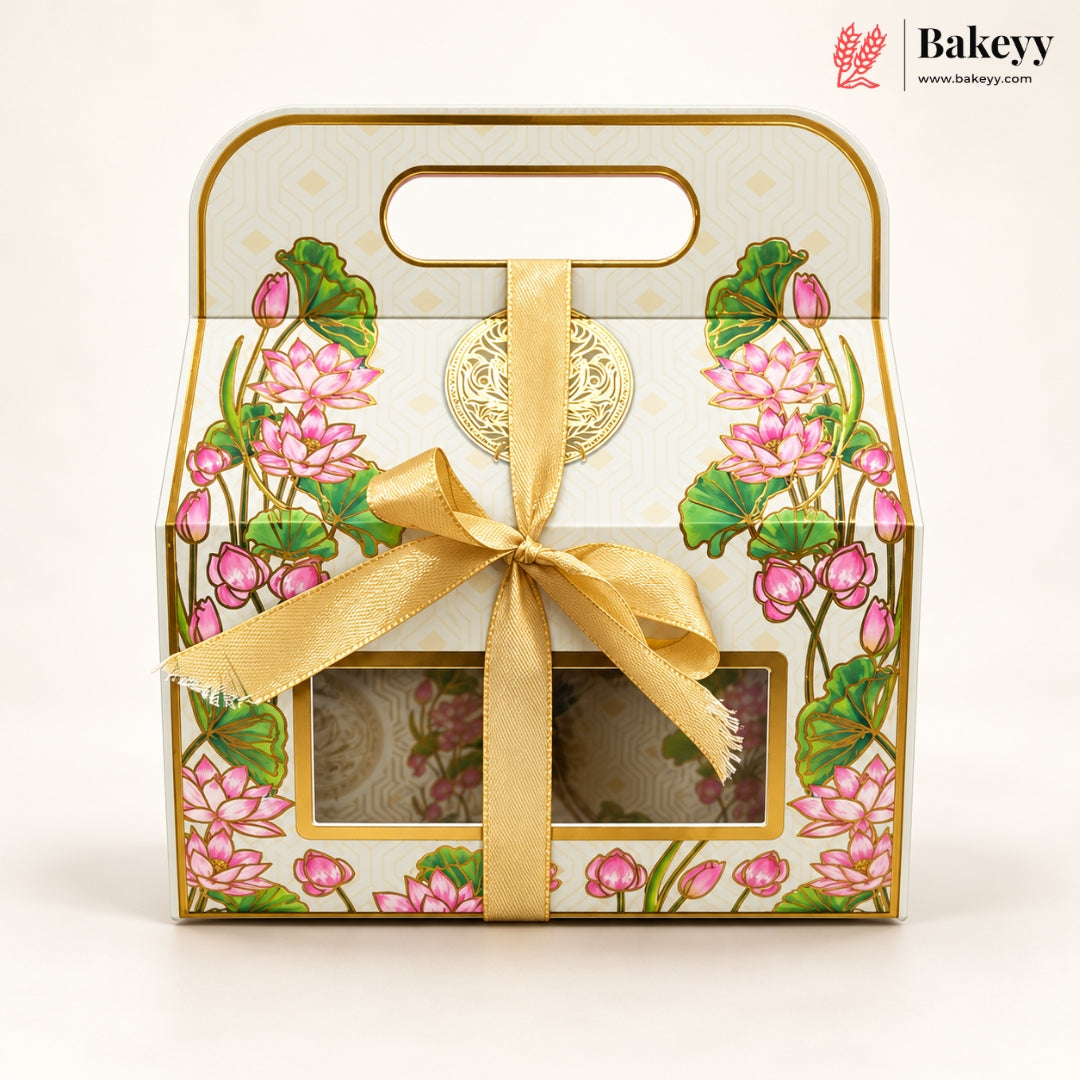 Indian Heritage Embossed Gift Box with Window, Handle & Ribbon | 4 Designs | Pack of 5