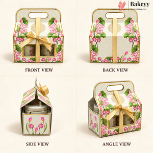 Indian Heritage Embossed Gift Box with Window, Handle & Ribbon | 4 Designs | Pack of 5