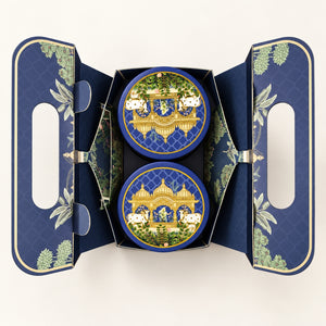 Indian Heritage Embossed Gift Box with Window, Handle & Ribbon | 4 Designs | Pack of 5