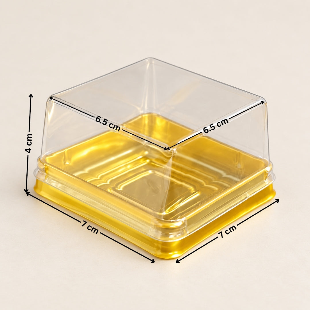 Individual Cupcakes And Pastry Container | Gold Color | Square Moon Cake Holder | 2 Sizes Available| Pack Of 50
