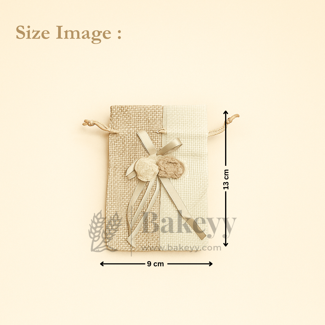 Dual Color Jute Potli Bag with Floral Accent | Traditional Potli Bag | Pack of 10