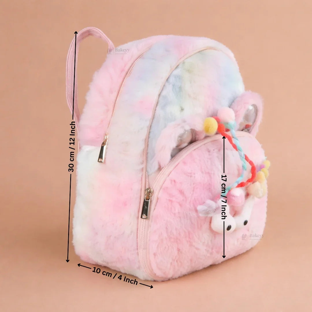 Kids Fluffy Fur Backpack | Soft Plush Mini Backpack | Multiple Color Options | Pack of 1