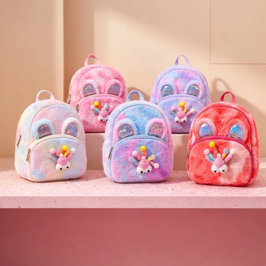 Kids Fluffy Fur Backpack | Soft Plush Mini Backpack | Multiple Color Options | Pack of 1