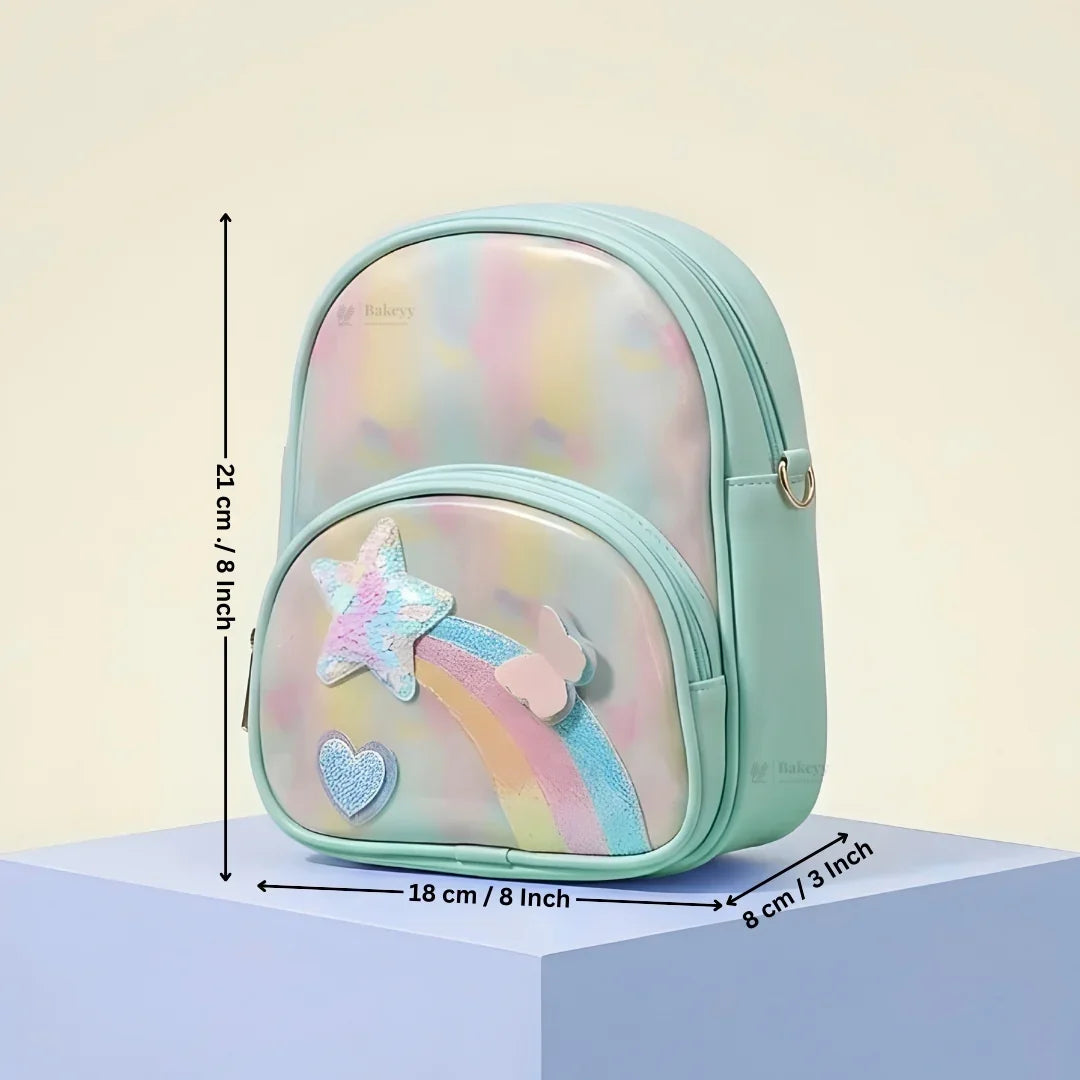 Kids Glitter Unicorn & Rainbow Mini Backpack | Detachable Shoulder Strap | Multiple Color Options | Pack of 1