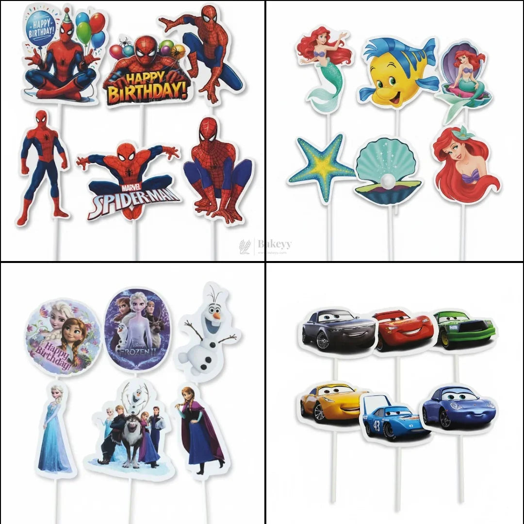 Kids Movies & Shows Cake Toppers | Birthday Party Decor | Birthday Cake Decor | Pack of 6 - Bakeyy.com - India - Kids Movies & Shows Cake Toppers | Birthday Party Decor | Birthday Cake Decor | Pack of 6 - Cars 13.00