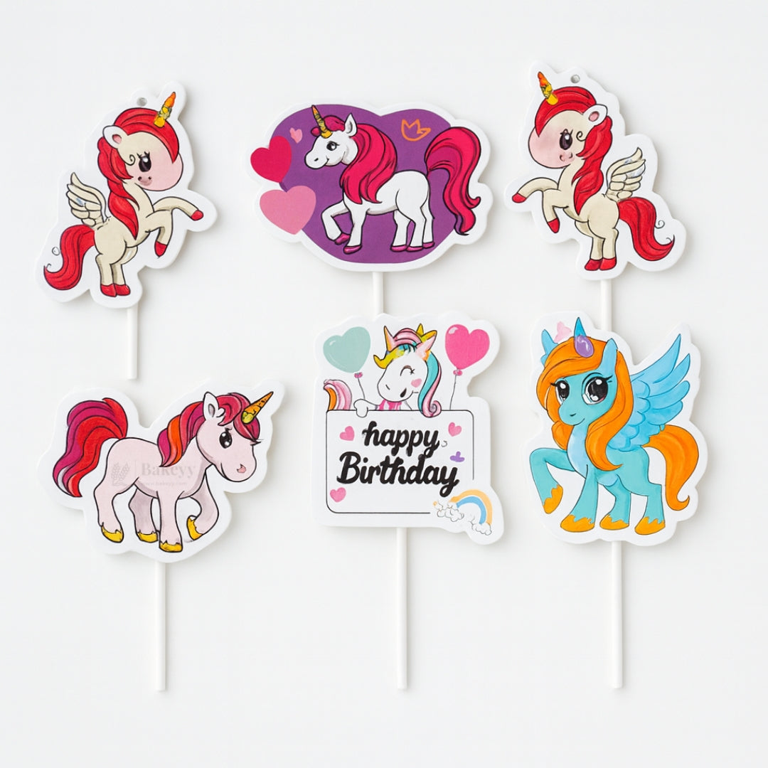 Kids Theme Cake Toppers | Fun Character Designs | Decorative Toppers for Cakes and Cupcakes | Pack of 6