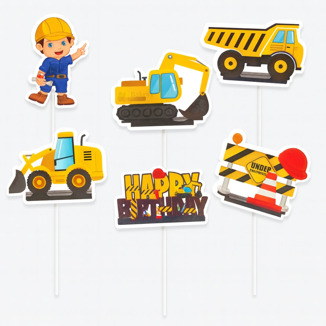 Kids Theme Cake Toppers | Fun Character Designs | Decorative Toppers for Cakes and Cupcakes | Pack of 6