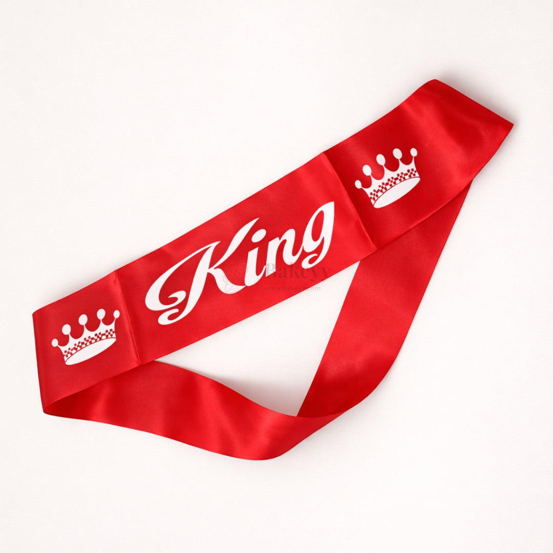 King Party Celebration Satin Sash Birthday & Bachelor Party Crown Sash | Pack of 1