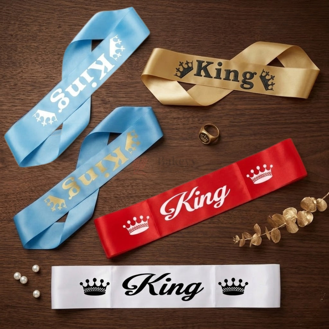 King Party Celebration Satin Sash Birthday & Bachelor Party Crown Sash | Pack of 1