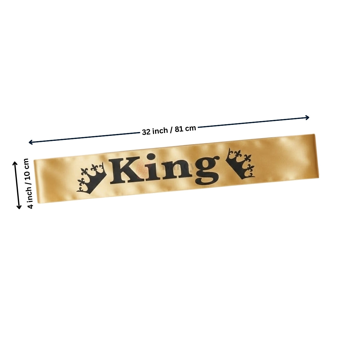 King Party Celebration Satin Sash Birthday & Bachelor Party Crown Sash | Pack of 1