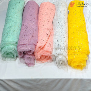 Korean Decorative Mesh Fabric with 10 & 25 Meter | Glitter Speckled Net Fabric for Crafting & Decoration |