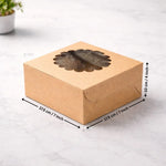 Kraft Cake Box with Flower Window Top | Multiple Sizes Available | Pack of 25