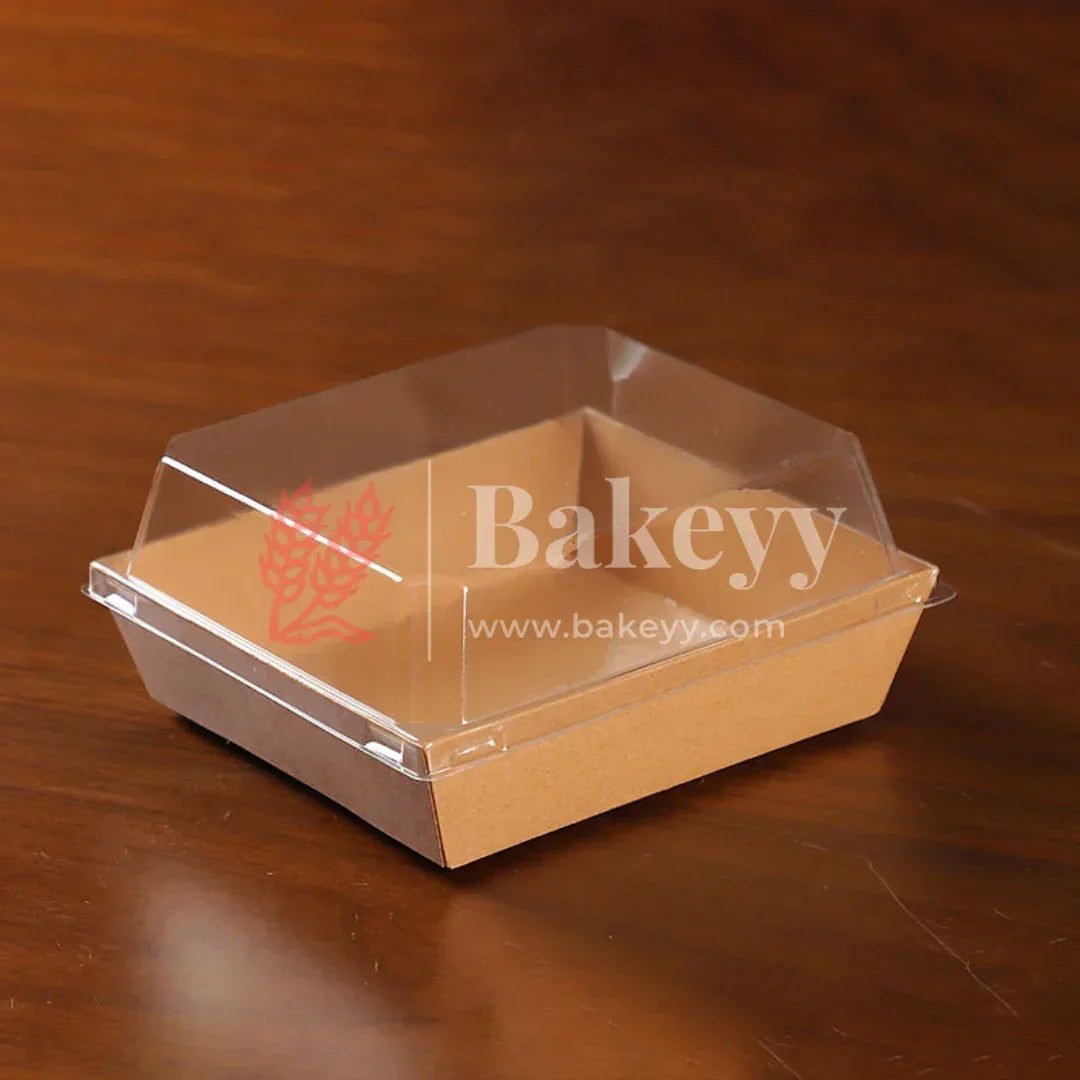 Bakeyy food container with clear lid on a wooden surface