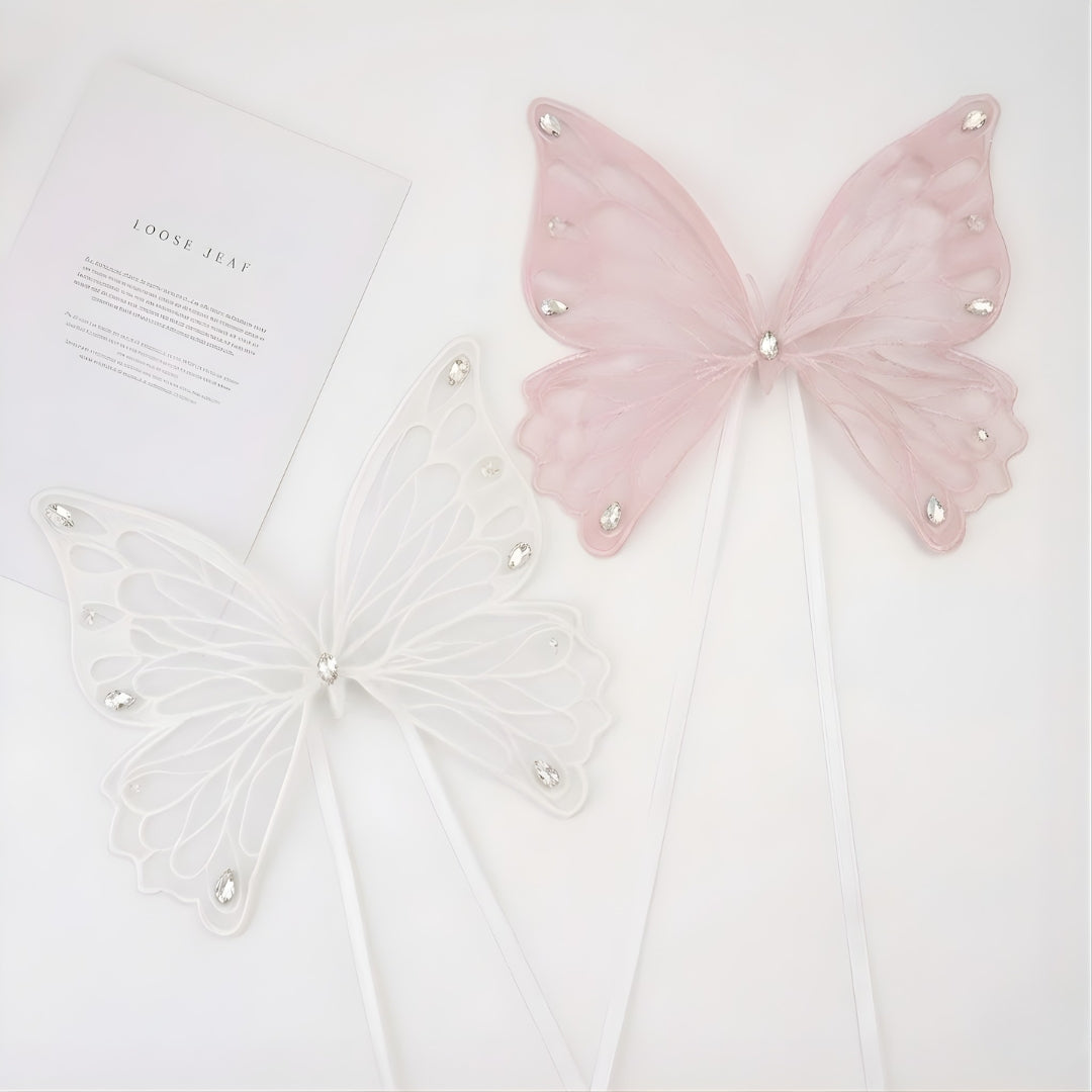 LED Fairy Butterfly Wings with Wand – Dual Color Set (Pink & White) | Pack of 1