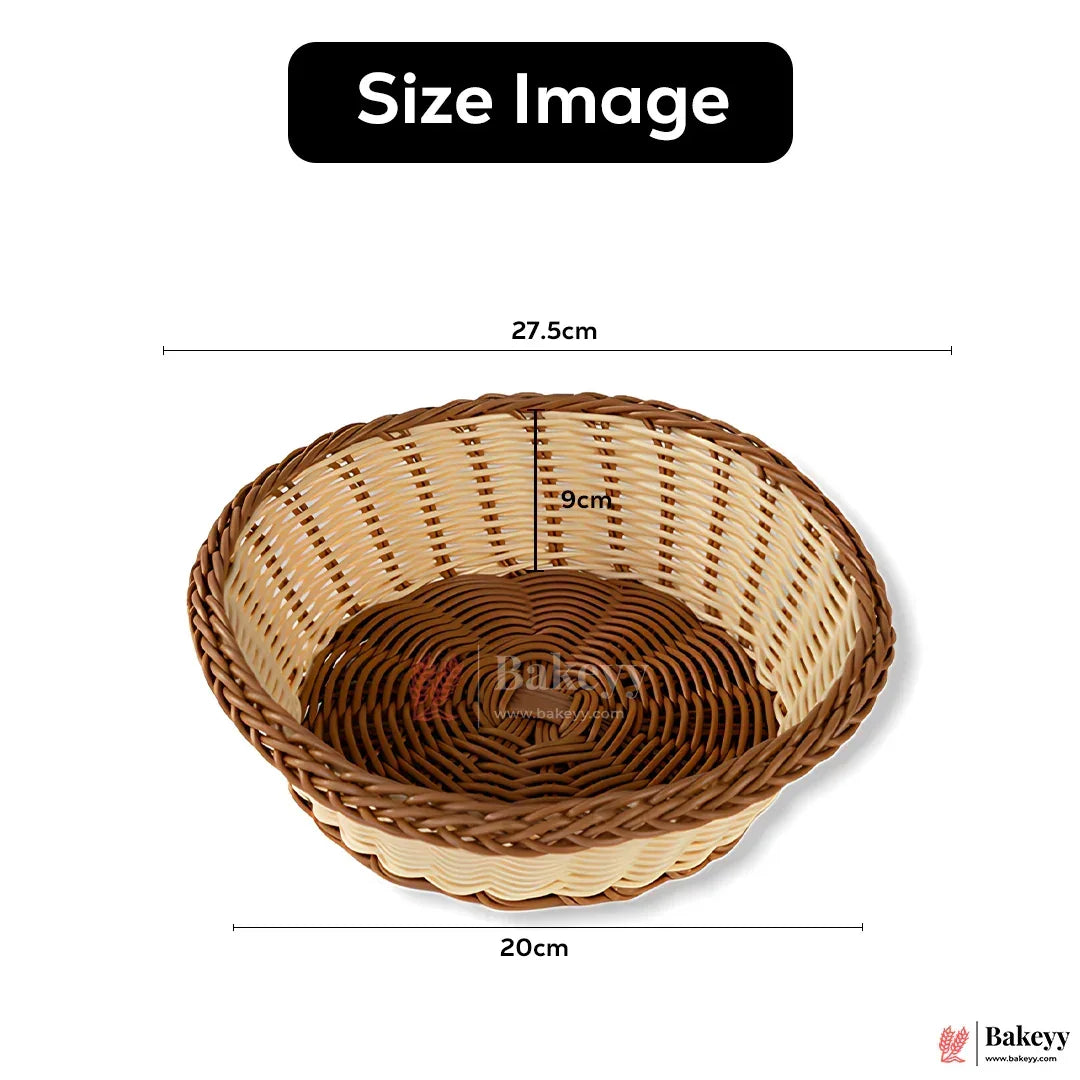 Round Handwoven Natural Rattan Basket| Wicker basket – Rustic Decorative Storage | Natural Finish - Bakeyy.com - India - Round Handwoven Natural Rattan Basket| Wicker basket – Rustic Decorative Storage | Natural Finish - Large