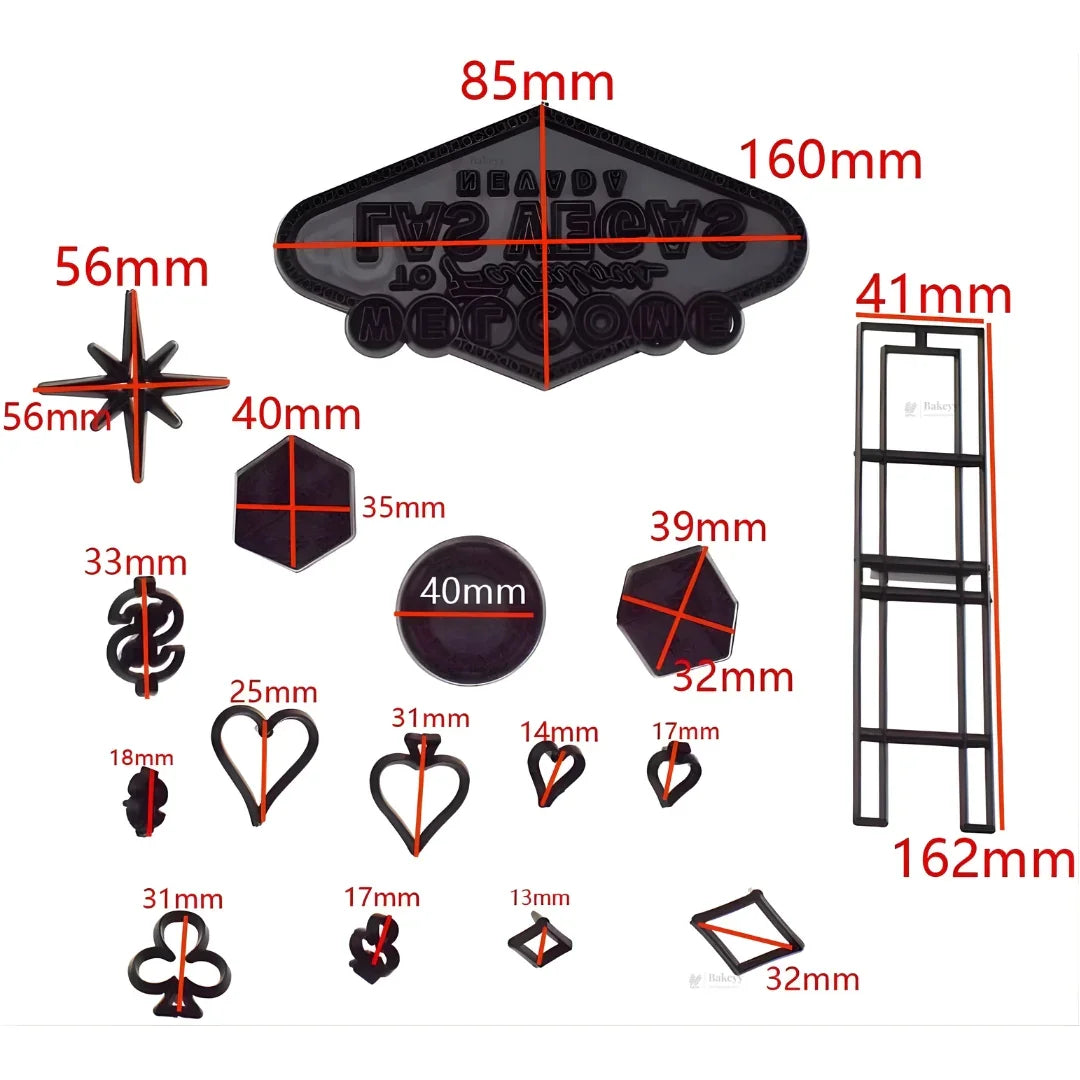 Las Vegas Theme Cookie Cutter & Embosser Set | Casino & Sign Inspired Collection | Pack of 1