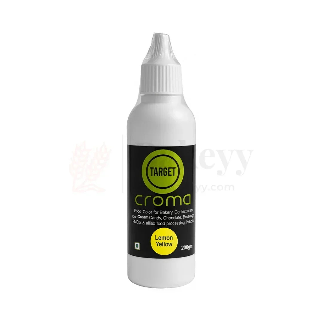 Target Croma Food Color – 200g Bottle for Bakery, Confectionery & Beverages - Bakeyy.com - India - Target Croma Food Color – 200g Bottle for Bakery, Confectionery & Beverages - Lemon Yellow 225.00