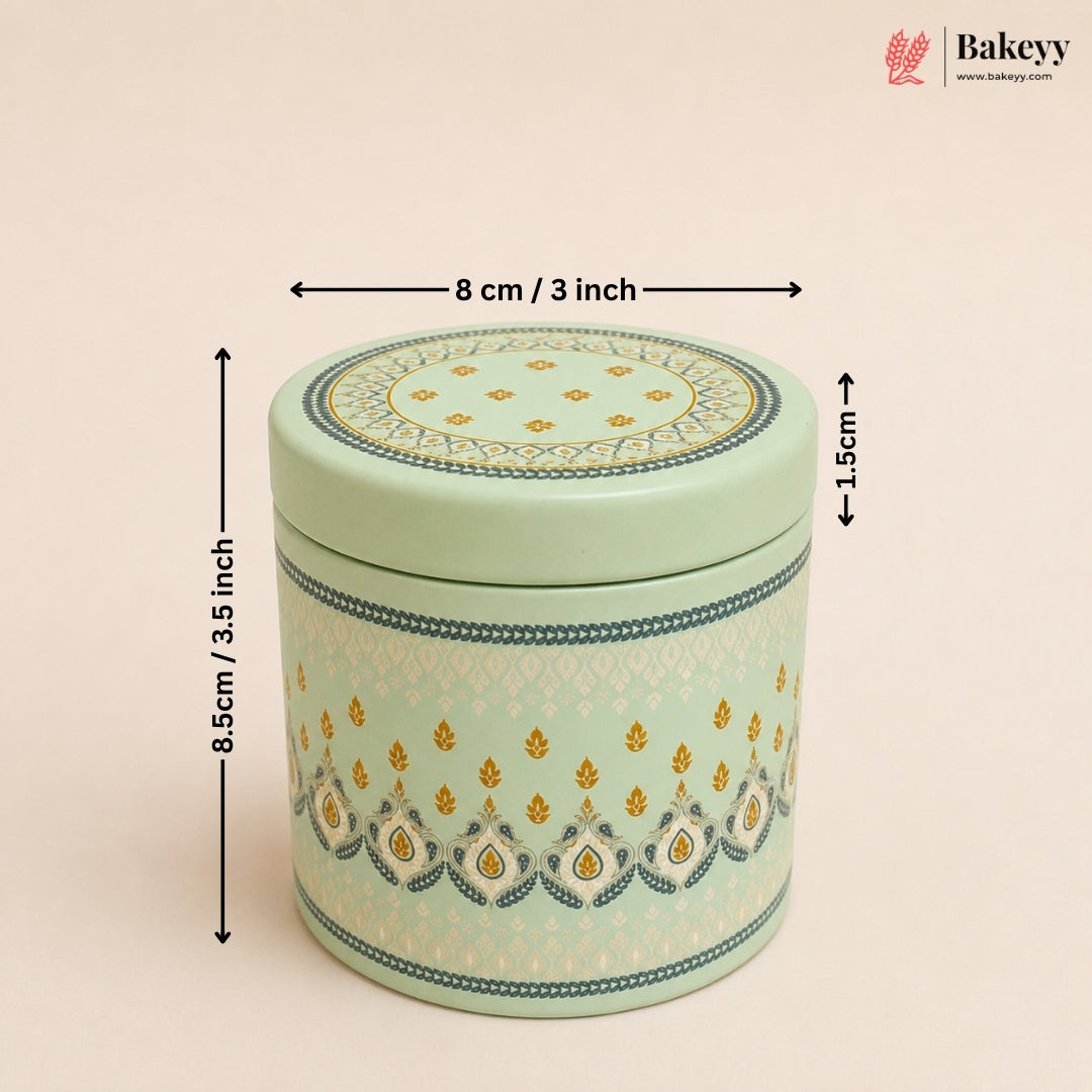 Decorative Green Gift Hamper Box with Window & Handle | Premium Metal Tins Packaging | Pack of 5