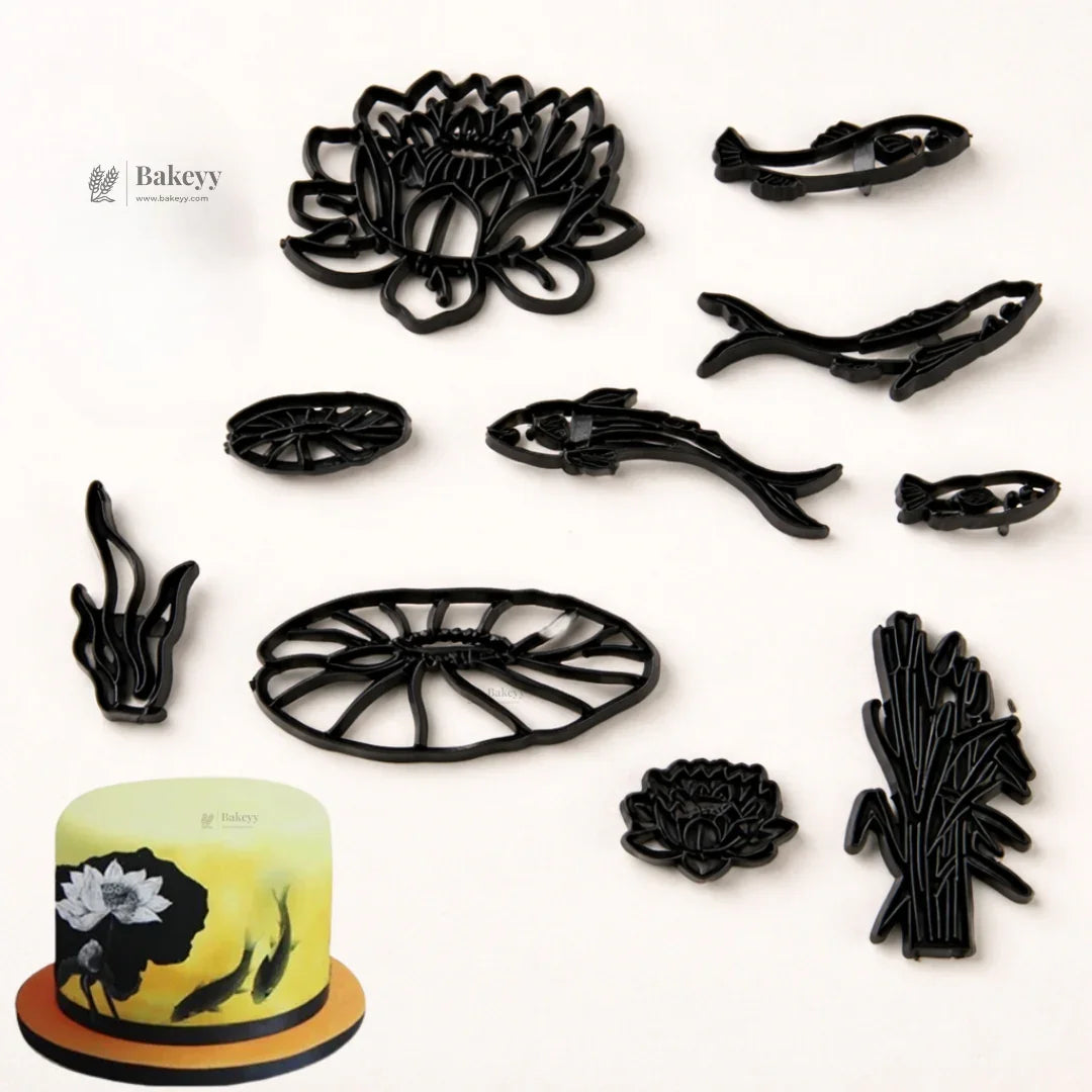 Lotus Pond Theme Cookie Cutter Set | Floral & Koi Inspired Collection | Pack of 1