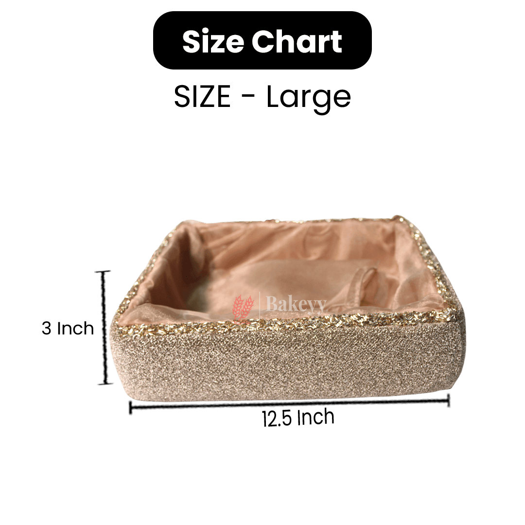 Premium Champagne Gold Embellished Hamper | Elegant Square Gifting Basket - Bakeyy.com - India - Premium Champagne Gold Embellished Hamper | Elegant Square Gifting Basket - Extra Small