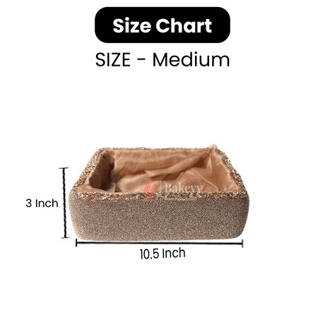 Premium Champagne Gold Embellished Hamper | Elegant Square Gifting Basket - Bakeyy.com - India - Premium Champagne Gold Embellished Hamper | Elegant Square Gifting Basket - Extra Small