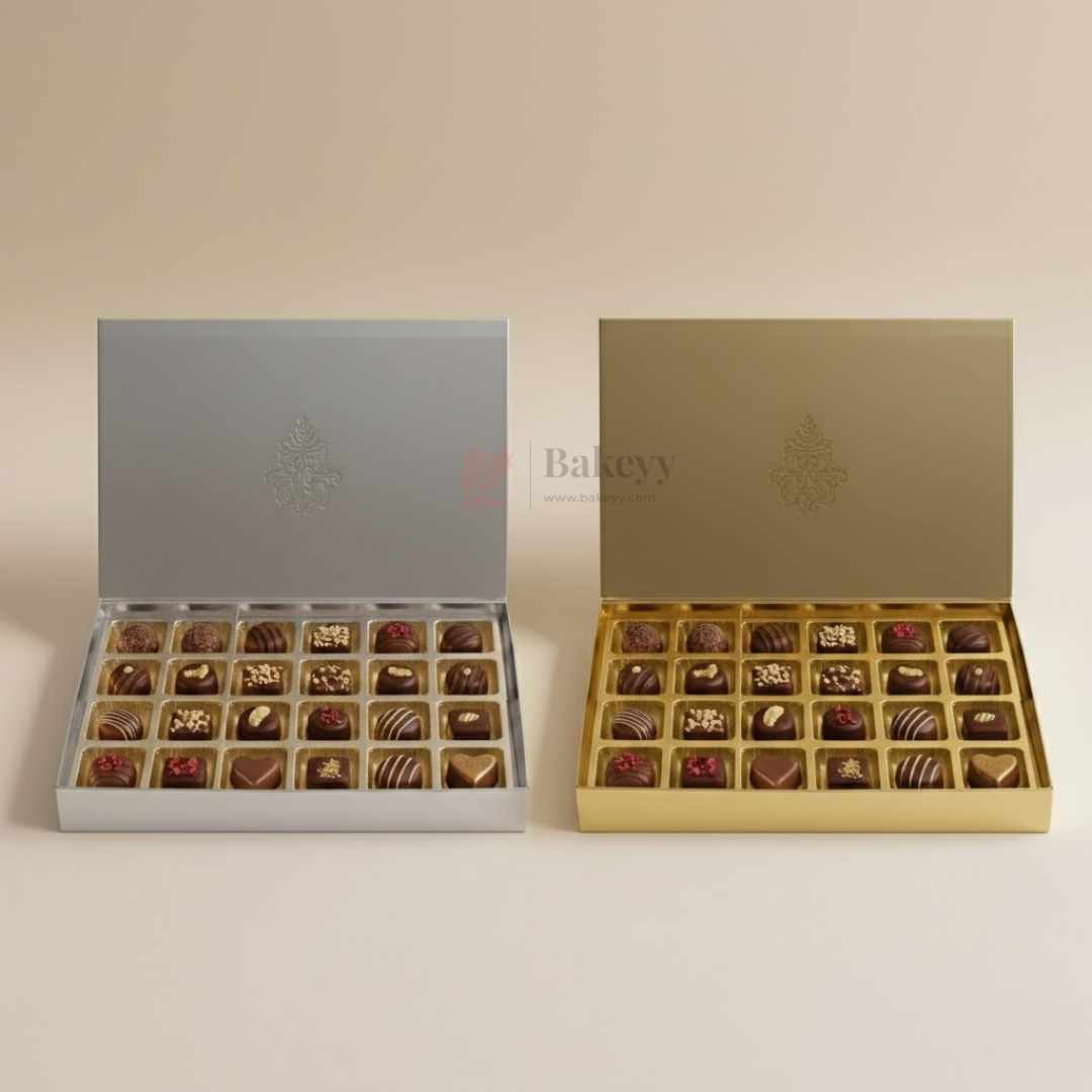 Luxury Flexible Chocolate Gift Box with Gold Tray 24 Cavity Festive & Wedding Packaging Pack of 10