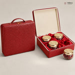Luxury Red Leather Finish Hamper with 4 Jars | Pack of 1