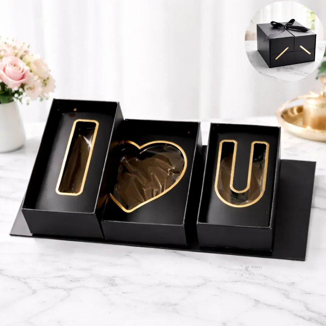 Luxury Black Multi-Compartment Gift Box with Ribbon Closure | Pack of 1