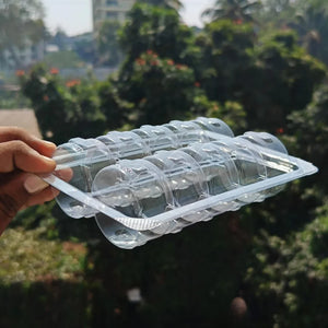 Macaron Clamshell Container with Dual Cavity Tray | 10 Cavity | Transparent Hinged Lid | Macaron Packaging Box | Pack of 25