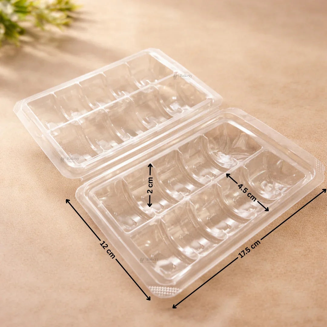 Macaron Clamshell Container with Dual Cavity Tray | 10 Cavity | Transparent Hinged Lid | Macaron Packaging Box | Pack of 25