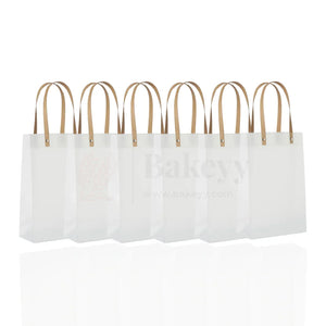 18.5x8x25cm | Frosted Matte Gift Bag with Wood-Textured Handles | Translucent PVC Party Favor & Retail Packaging | Pack Of 12 - Bakeyy.com - India - 18.5x8x25cm | Frosted Matte Gift Bag with Wood-Textured Handles | Translucent PVC Party Favor & Retail Packaging | Pack Of 12 - Default Title
