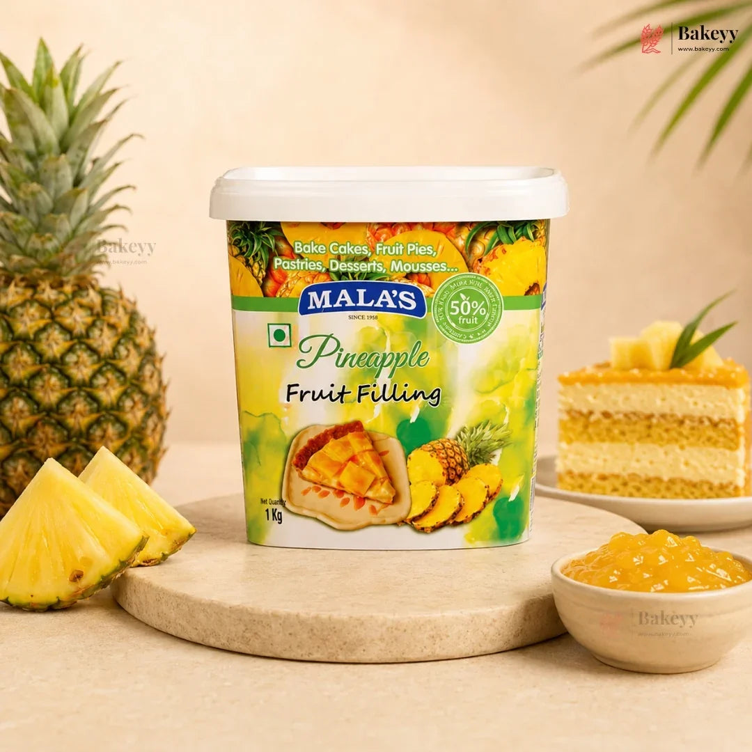 Mala’s Pinapple Fruit Filling – 1kg | 50% Real Fruit | Dessert & Bakery Use
