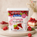 Mala’s Raspberry Fruit Filling | 50% Real Fruit | Dessert & Bakery Use | 1 Kg | Pack of 1
