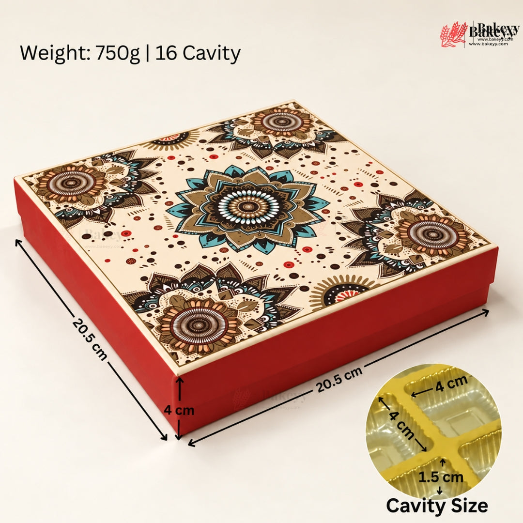 Mandala Printed Sweet & Chocolate Gift Box | With & Without Cavity | Multiple Capacities | Pack of 4