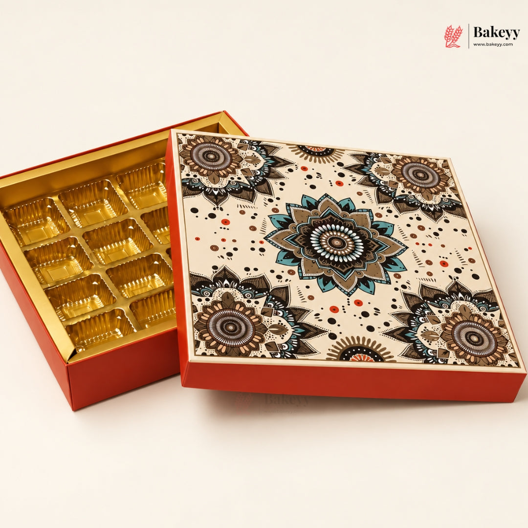 Mandala Printed Sweet & Chocolate Gift Box | With & Without Cavity | Multiple Capacities | Pack of 4