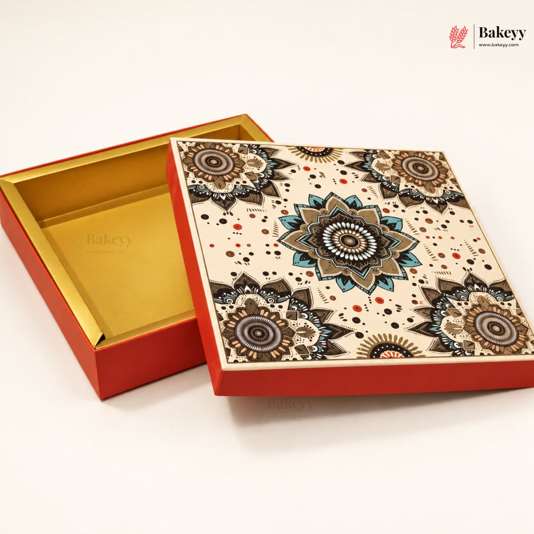 Mandala Printed Sweet & Chocolate Gift Box | With & Without Cavity | Multiple Capacities | Pack of 4