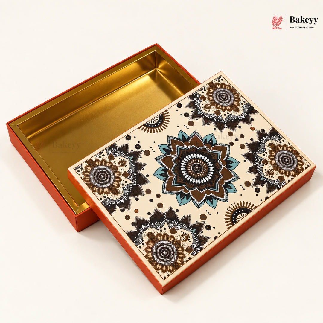 Mandala Printed Sweet & Chocolate Gift Box | With & Without Cavity | Multiple Capacities | Pack of 4