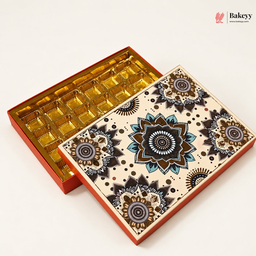 Mandala Printed Sweet & Chocolate Gift Box | With & Without Cavity | Multiple Capacities | Pack of 4