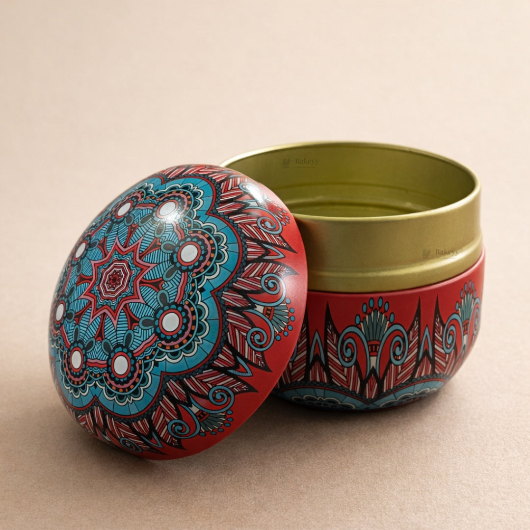 Mandala Theme Candle Tin Box | Decorative Storage Tin | Pack of 1