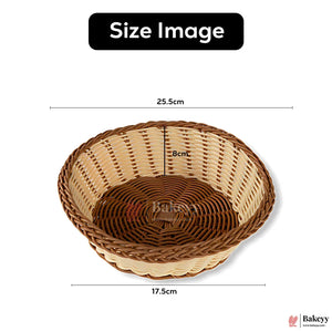 Round Handwoven Natural Rattan Basket| Wicker basket – Rustic Decorative Storage | Natural Finish - Bakeyy.com - India - Round Handwoven Natural Rattan Basket| Wicker basket – Rustic Decorative Storage | Natural Finish - Medium
