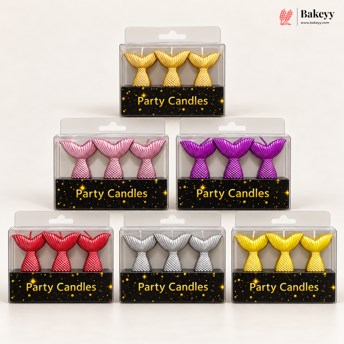 Mermaid Tail Party Candles | Multiple Colors | 3 Pieces per Pack | Pack of 1