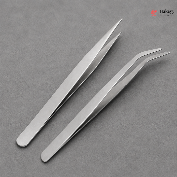 Metal Precision Tweezers | Straight & Curved | Baking, Craft & Decorating Tool | Pack of 1