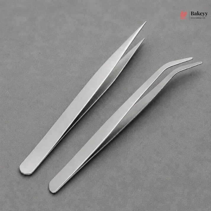 Metal Precision Tweezers | Straight & Curved | Baking, Craft & Decorating Tool | Pack of 1