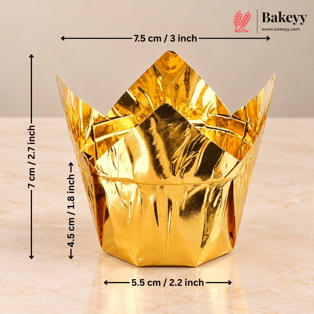 Gold Tulip Cup | Pack of 50 | Muffin Cup | Cupcake Liners