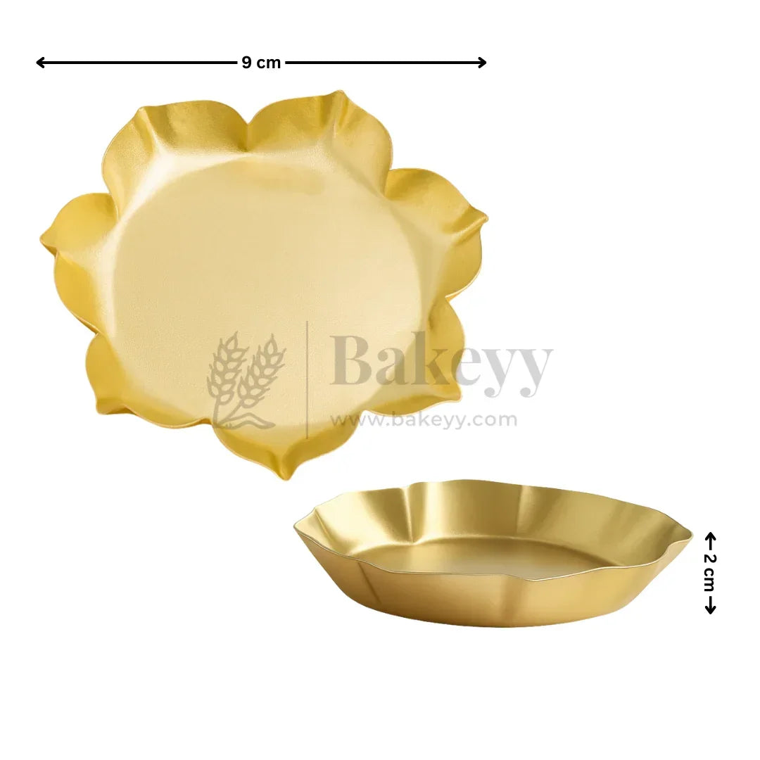 9 cm | 7 Petal Flower-Shaped Metal Plate Diya | 1 Piece - Bakeyy.com - India - 9 cm | 7 Petal Flower-Shaped Metal Plate Diya | 1 Piece - Default Title