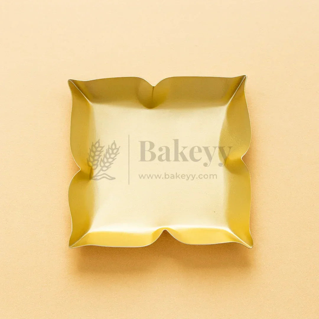 9 cm | 4 Petal Flower-Shaped Metal Plate Diya | 1 Piece - Bakeyy.com - India - 9 cm | 4 Petal Flower-Shaped Metal Plate Diya | 1 Piece - Default Title