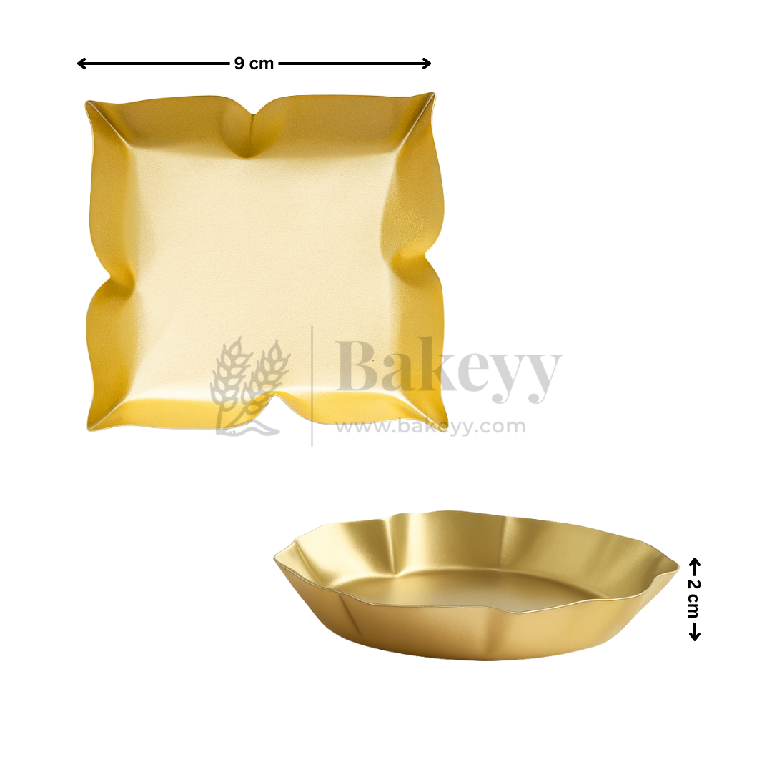 9 cm | 4 Petal Flower-Shaped Metal Plate Diya | 1 Piece