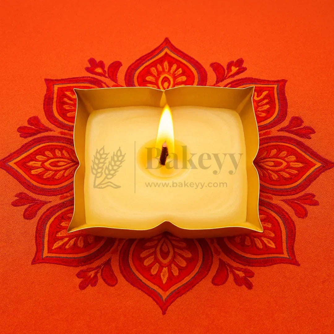 9 cm | 4 Petal Flower-Shaped Metal Plate Diya | 1 Piece - Bakeyy.com - India - 9 cm | 4 Petal Flower-Shaped Metal Plate Diya | 1 Piece - Default Title