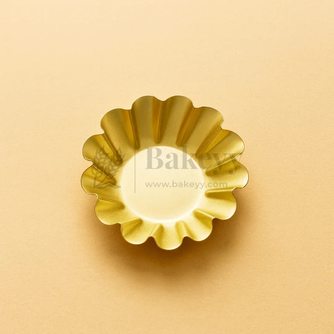8 cm | Scallop Flower-Shaped Metal Plate Diya | 1 Piece