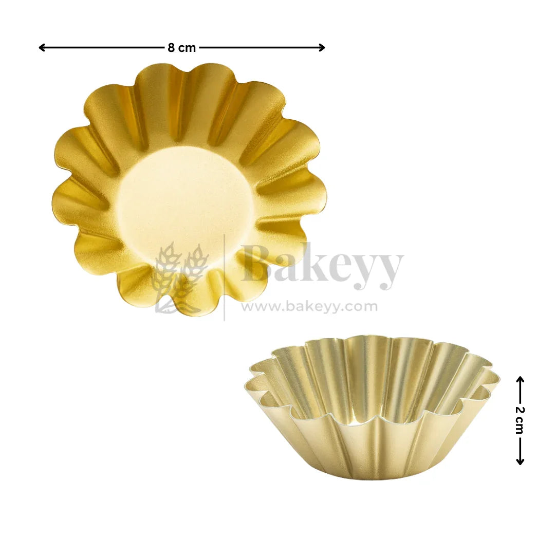 8 cm | Scallop Flower-Shaped Metal Plate Diya | 1 Piece
